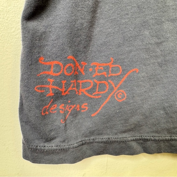 Vintage Y2K Don Ed Hardy By Christian Audiegier Tattoo Vneck Tshirt Size XL - Picture 6 of 9